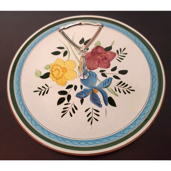 Vintage Stagl Pottery Country Garden 10" Tidbit Serving Plate Tray Stagle Stragl - Picture 1 of 10